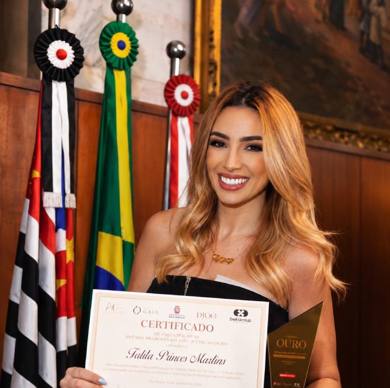 Talita Princes Martins é homenageada na Segunda Edição Ouro Melhores do Ano, na Câmara Municipal de São Paulo